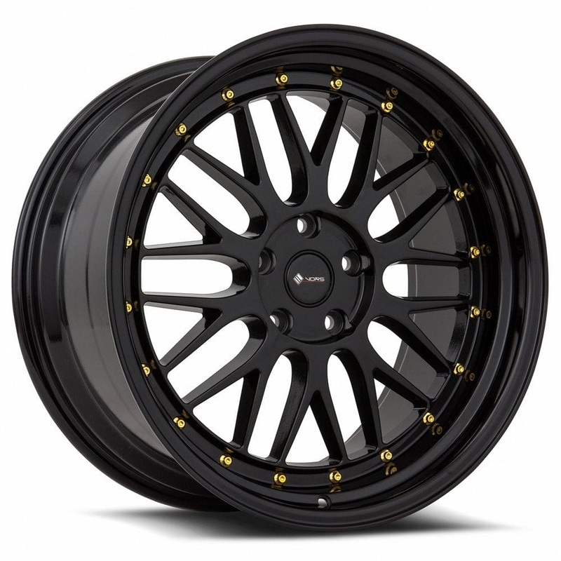 VORS VR8 18″ 5×110 All Black Gold Rivet