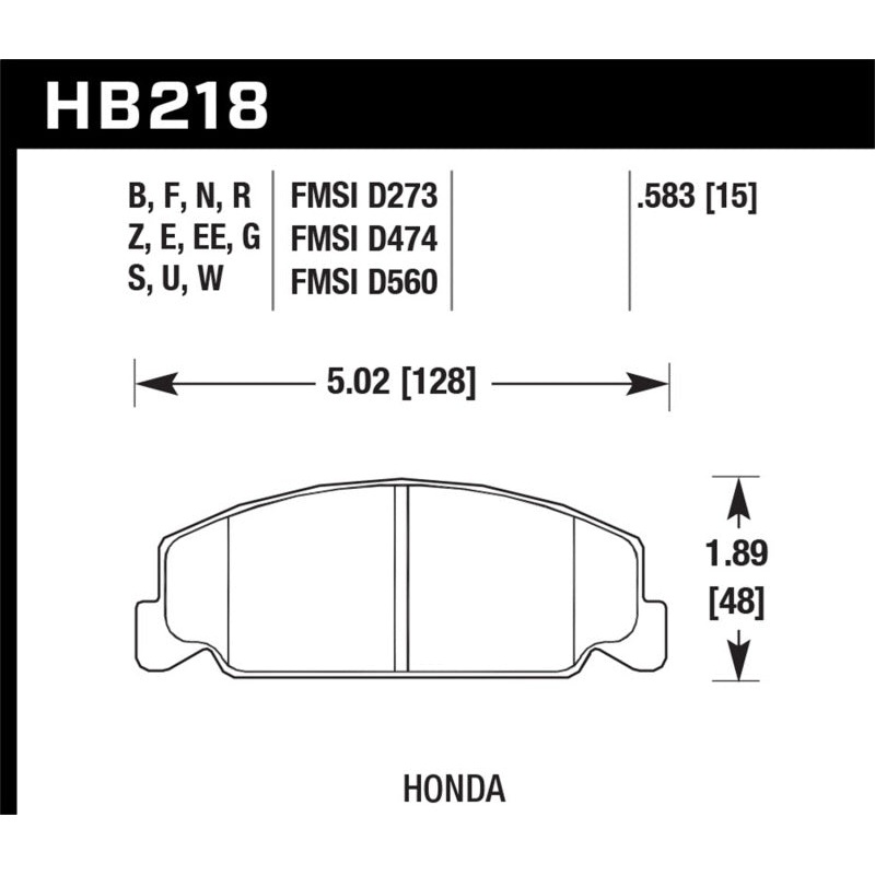 Hawk 84-85 Honda Accord / 88-00 Civic / 88-91 CRX 15mm DTC-30 Front Race Brake Pads