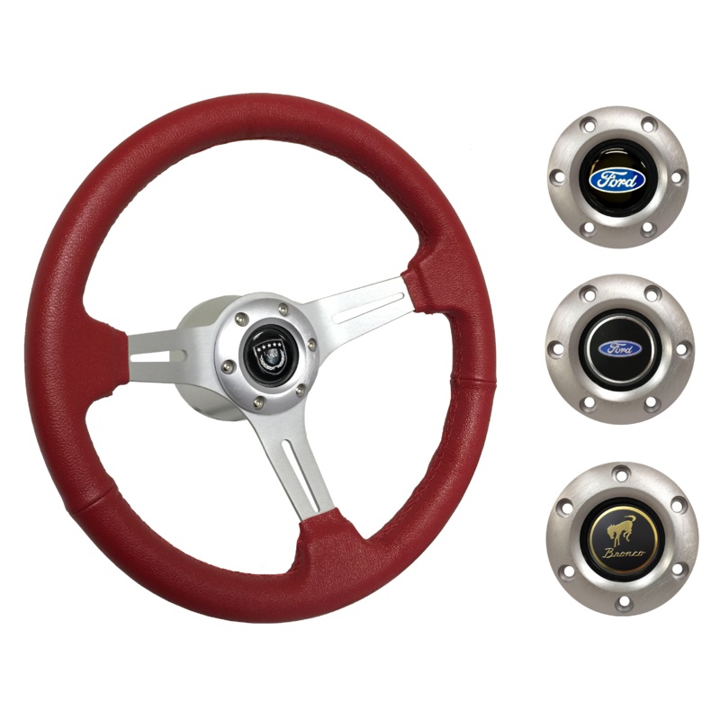 1966-72 Ford Bronco Steering Wheel Kit | Red Leather | ST3014RED