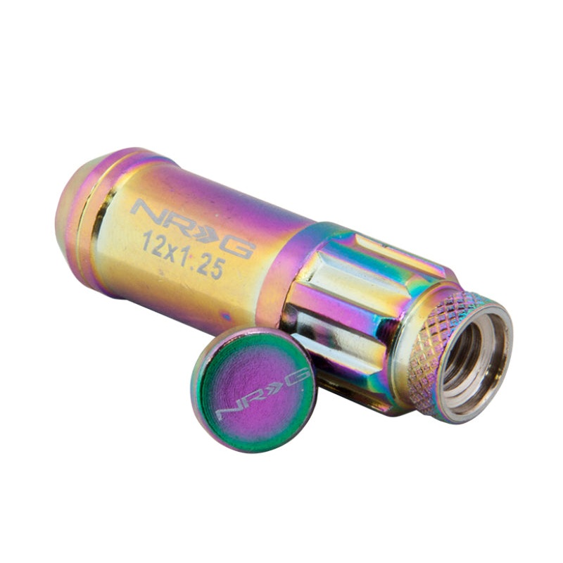 NRG 700 Series M12 X 1.5 Steel Lug Nut w/Dust Cap Cover Set 21 Pc w/Locks & Lock Socket – Neochrome