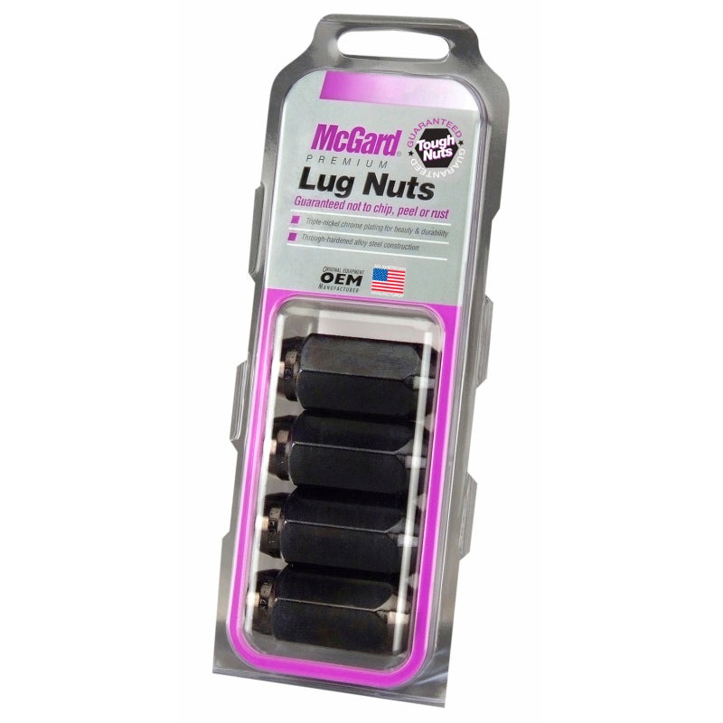 McGard Hex Lug Nut (Cone Seat) M14X1.5 / 22mm Hex / 1.945in. Length (4-Pack) – Black