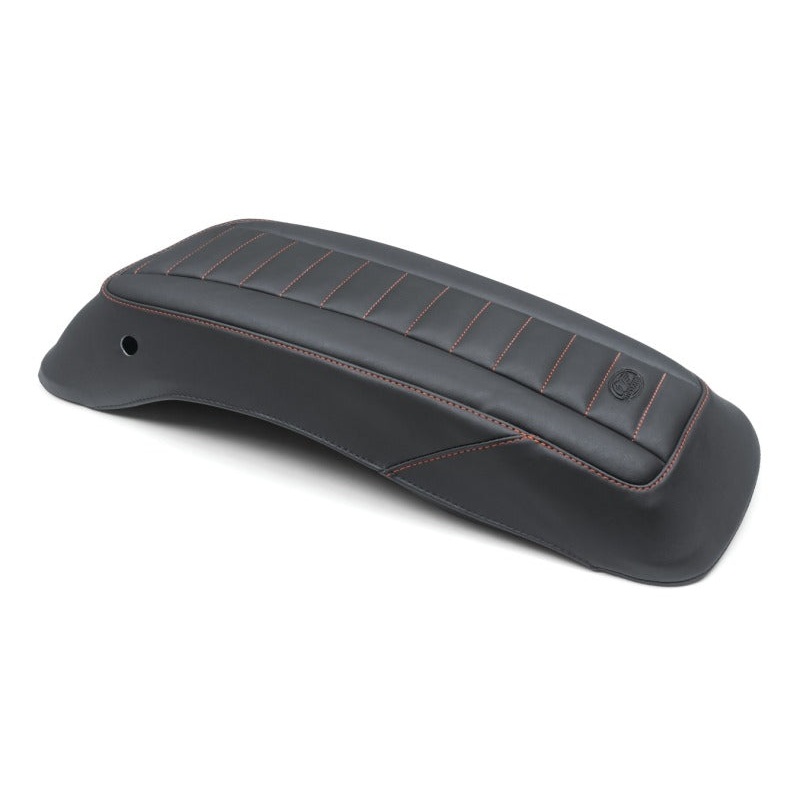 Mustang 14-23 HD FL Touring Saddlebag Lid Covers | Pair Deluxe – Black w/ Red Stitching