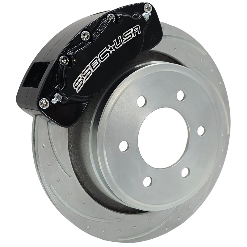 American Made B4-Brawler LT Direct Fit 4-Piston Billet Aluminum Rear Caliper Disc Brake Kit w/DS Rotors. Direct Fit.  Black A415-21BLK-DS