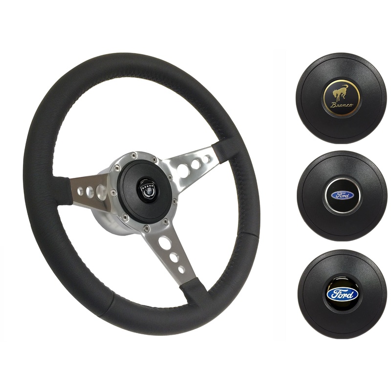 1966-72 Ford Bronco Steering Wheel Kit | Black Leather | ST3056