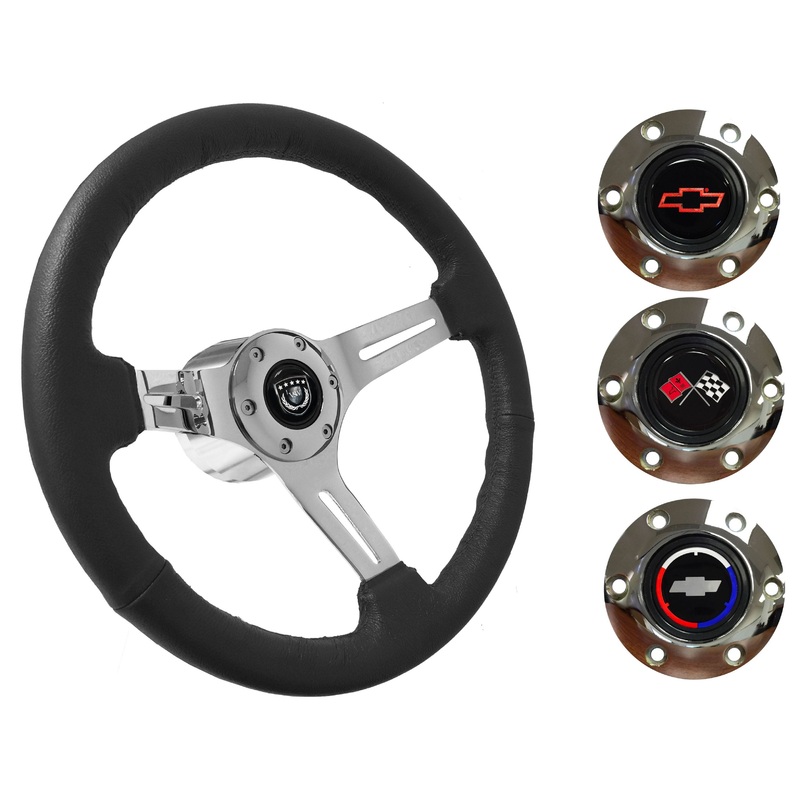 1967-68 El Camino Steering Wheel Kit | Black Leather | ST3012BLK