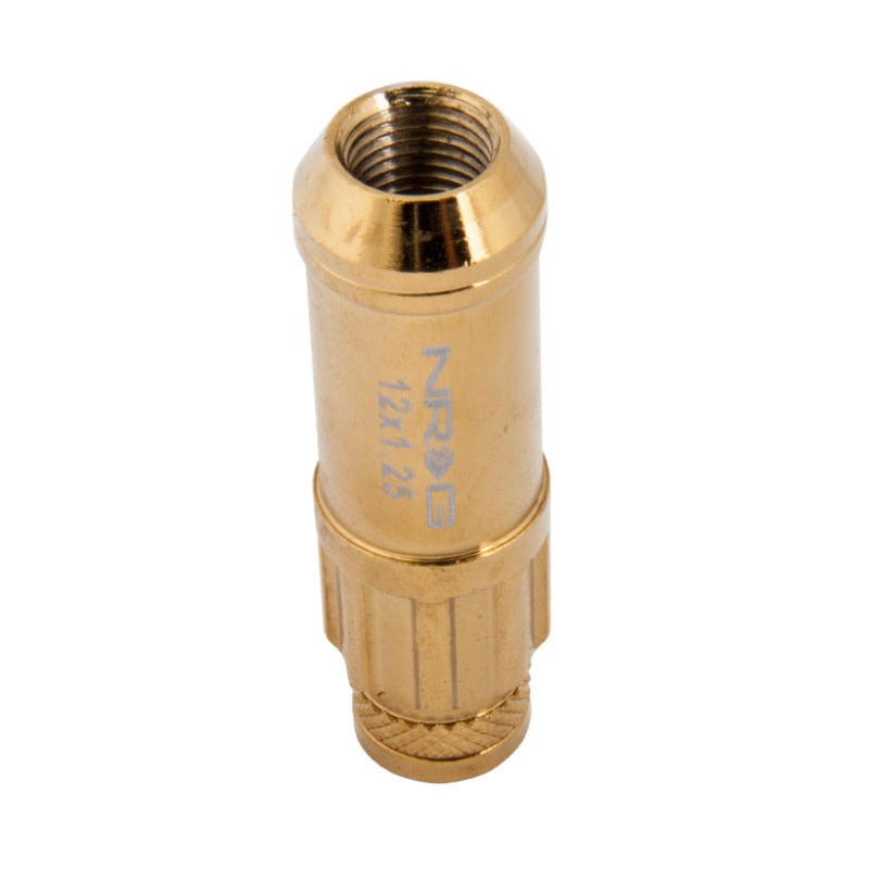 NRG 700 Series M12 X 1.25 Steel Lug Nut w/Dust Cap Cover Set 21 Pc w/Locks & Socket – Chrome Gold