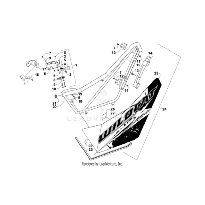 Door Panel W/ Decals-Mb-Right(Wc X Ltd) (Inc. 25 And 27) by Arctic Cat