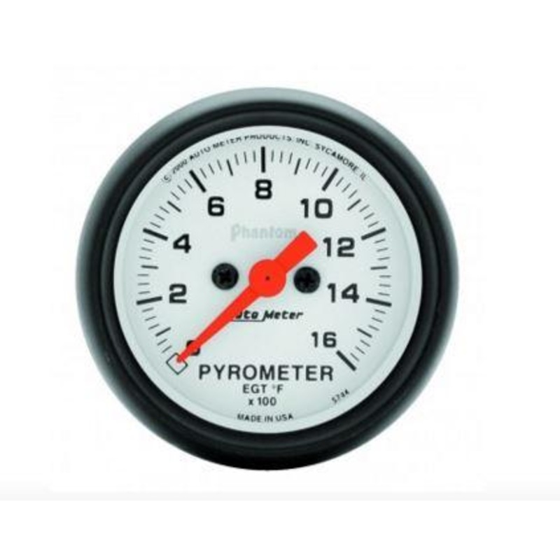 Autometer Phantom Series 2-1/16″ Pyrometer EGT 0-1600 F Gauge (5744)