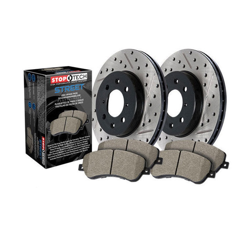 StopTech 02-04 Honda CRV Drilled and Slotted Street Brake Kit Front and Rear