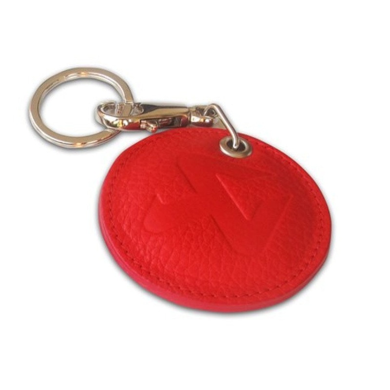 Akrapovic Round Leather Keychain – red
