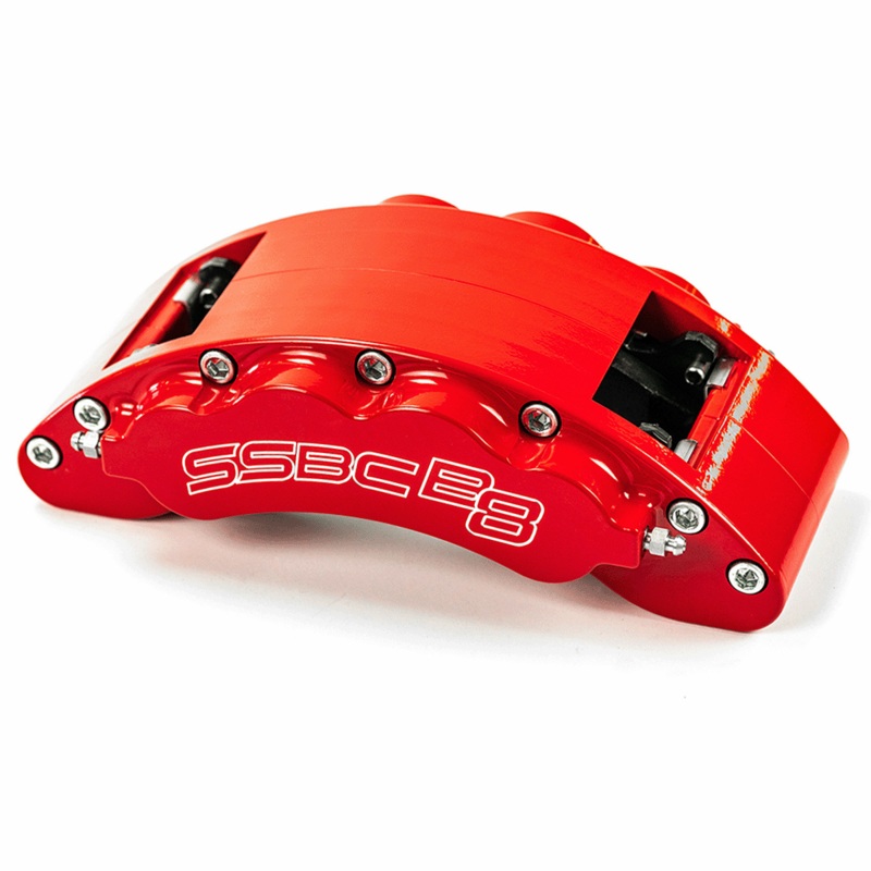 American Made B8-Barbarian 8-Piston Front Caliper Assembly W/Pads. Red CPA-22177R