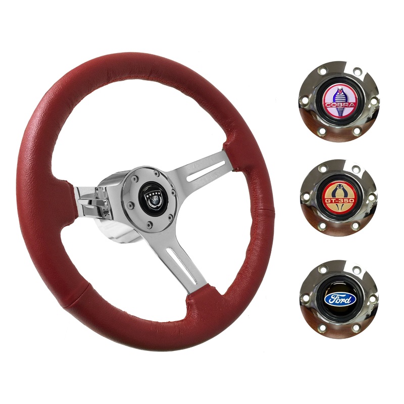 1965-67 Ford Mustang Steering Wheel Kit | Red Leather