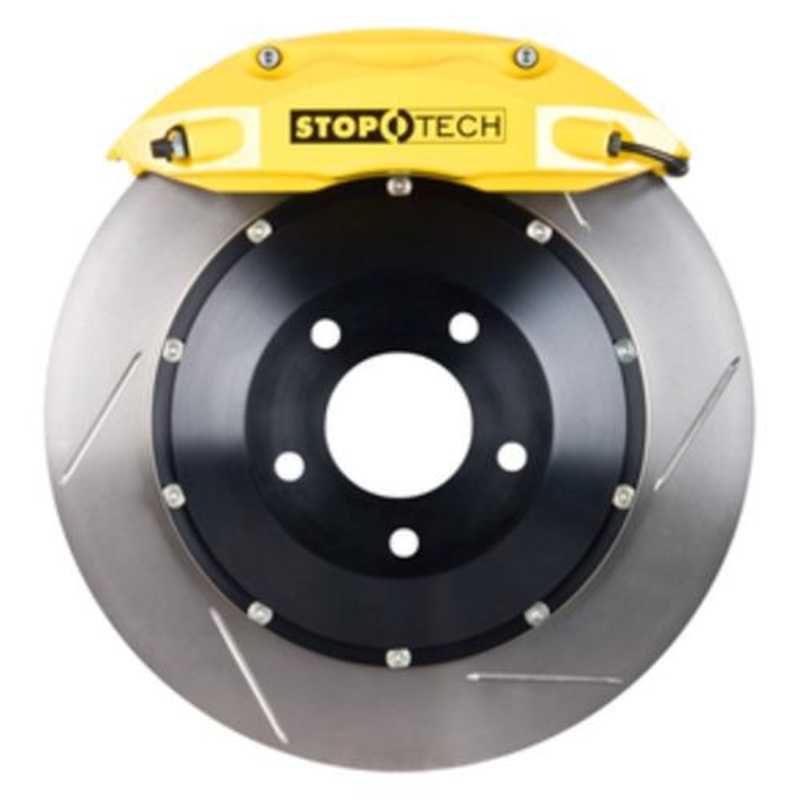 StopTech 83.896.4700.81 – 15 Audi S3 /15 Volkswagen Golf R Front BBK w/ Yellow ST-40 Caliper Slotted 355X32 2pc Rotor