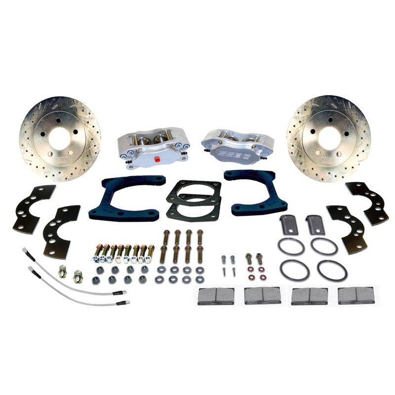 American Made Comp S 4-Piston Billet Aluminum Rear Disc Brake Kit W/DS Rotors. Clear W111-36