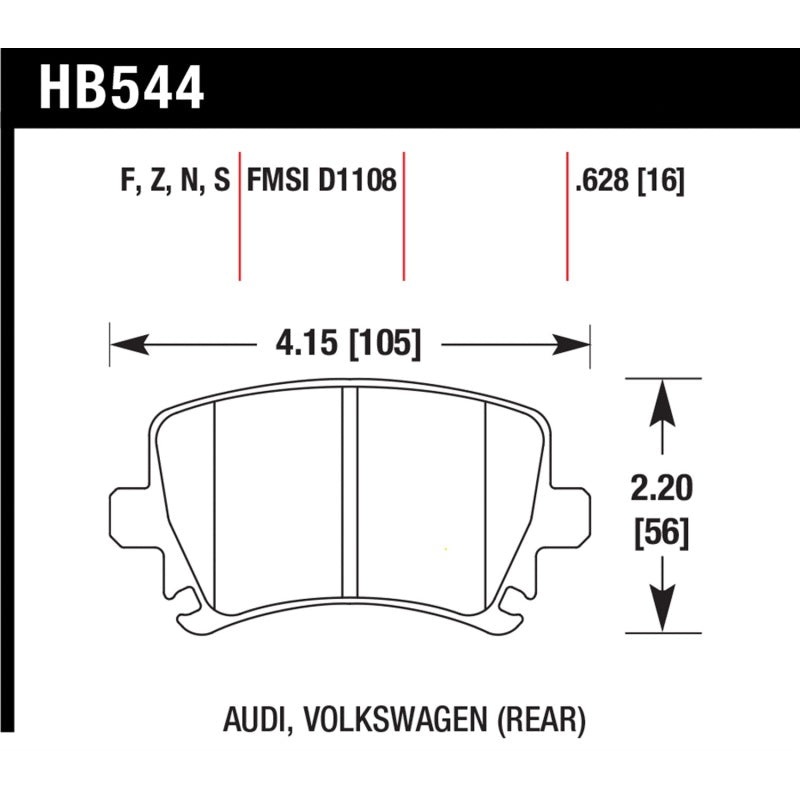 Hawk 06 Audi A6 Quattro Avant/06-09 A6 Quattro HT-10 Rear Brake Pads