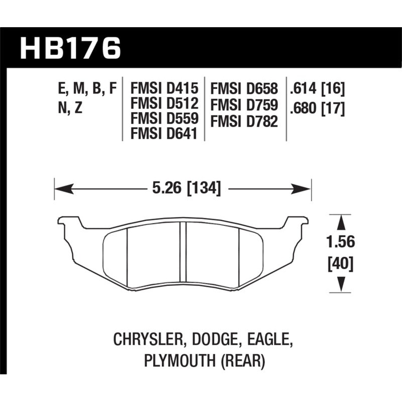 Hawk SRT4 Performance Ceramic Street Rear Brake Pads