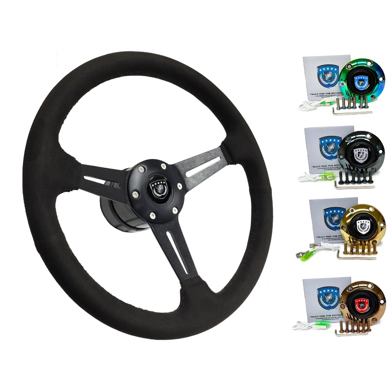 1988-97 Nissan Pickup Truck Steering Wheel Kit | Black Ultralux Suede | ST3584BLK