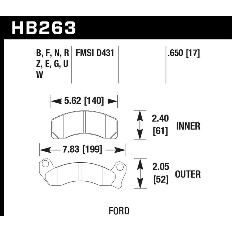 Hawk 1987-1993 Ford Mustang GT 5.0 HPS 5.0 Front Brake Pads