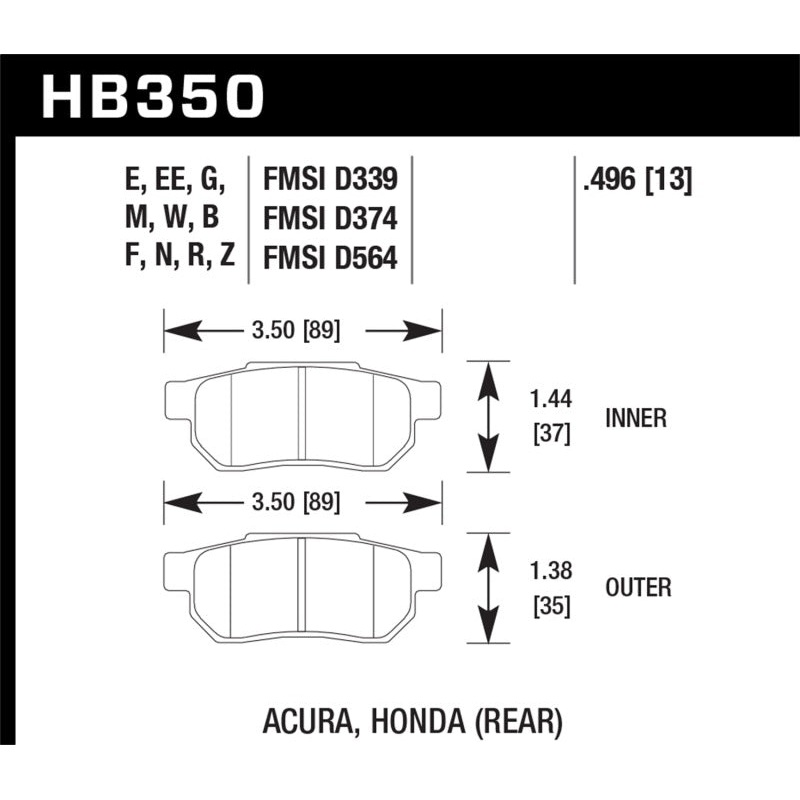 Hawk 90-01 Acura Integra (excl Type R) / 98-00 Civic Coupe Si Blue 9012 Race Rear Brake Pads