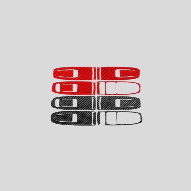 JDMuscle [22-25 WRX] P&S Series Carbon Fiber Window Switch Trim Covers 4 PC | Black Carbon Fiber/ Red Carbon Fiber