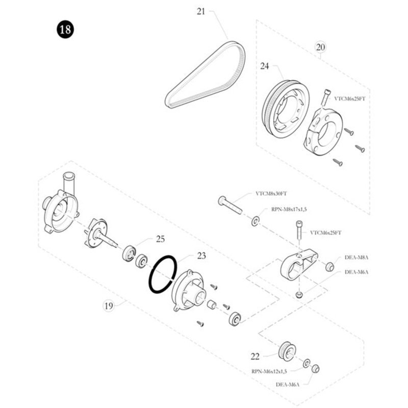 20. 6555.00.04 Birel Drive Pulley Assembly, 40mm, Belt Drive Type